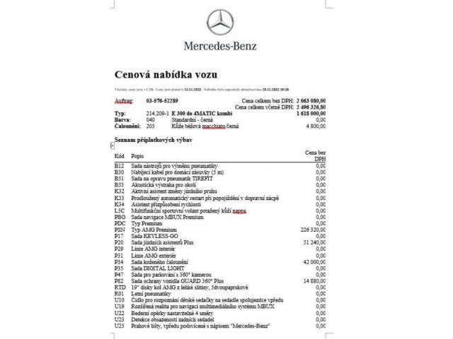 Mercedes-Benz Třídy E 2,0 E 300 de 4MATIC kombi-2124