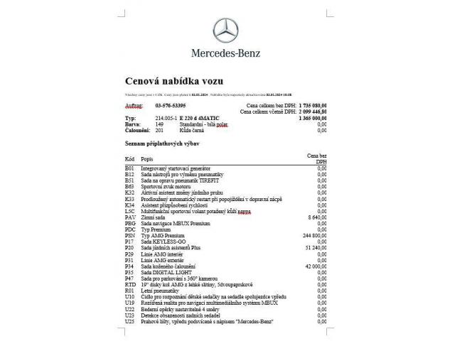 Mercedes-Benz Třídy E 2,0 E 220 d 4MATIC-2023